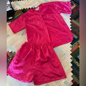 VTW Silky Magenta/Pink Shorts Pajama Set 90s Vintage Size L/Modern S/M
